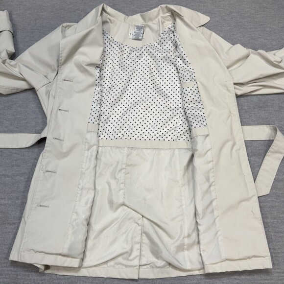 White Stag Womens Light Khaki Trench Coat Belted Long Sleeve Button Front Sz 2X - Picture 3 of 16